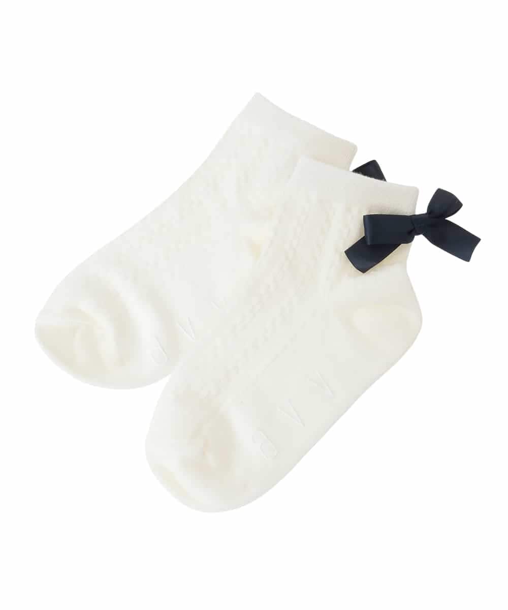 KGLCD02009 a.v.v KIDS(アー・ヴェ・ヴェ) [16-18cm/19-21cm]【セレモニー】リボン付きショートソックス ホワイト