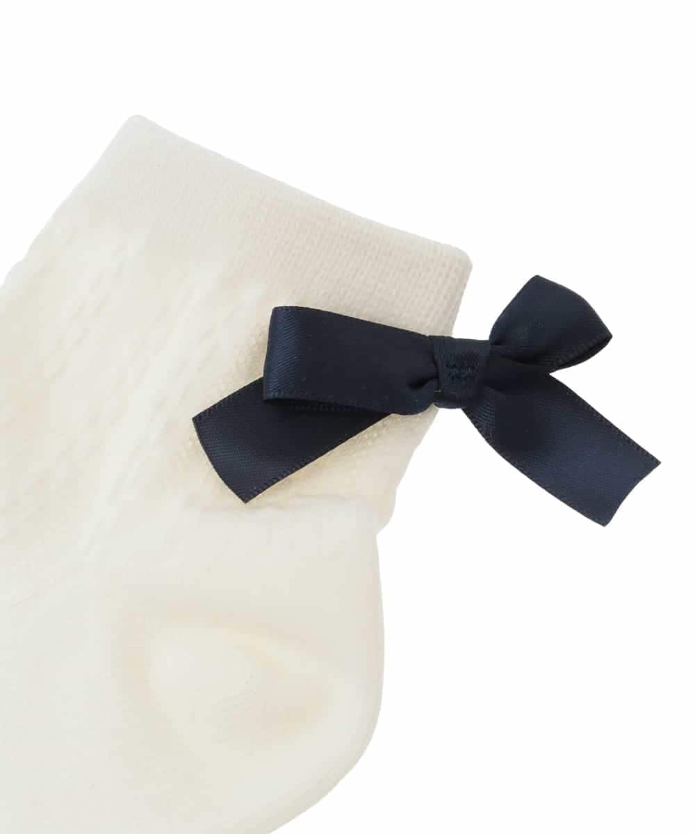 KGLCD02009 a.v.v KIDS(アー・ヴェ・ヴェ) [16-18cm/19-21cm]【セレモニー】リボン付きショートソックス ホワイト