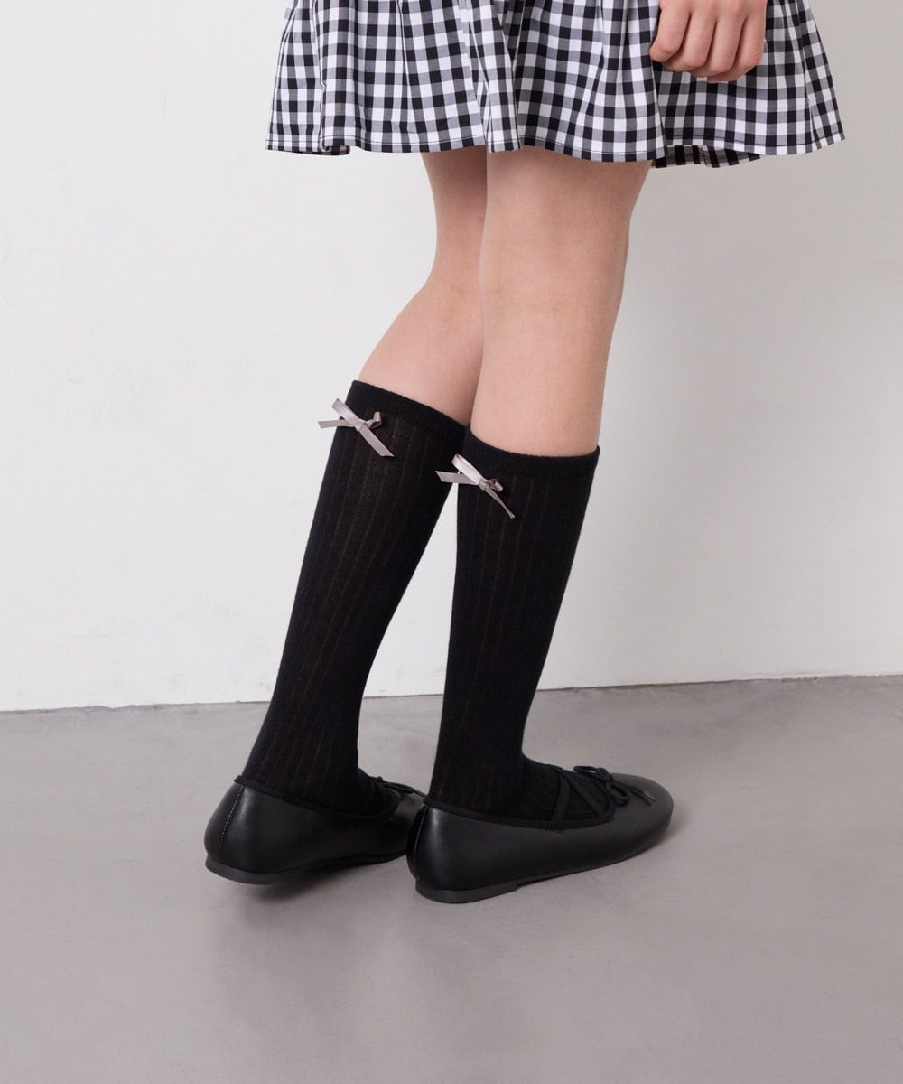 KGLGD12007 a.v.v KIDS(アー・ヴェ・ヴェ) [KIDS]バックリボンハイソックス ブラック