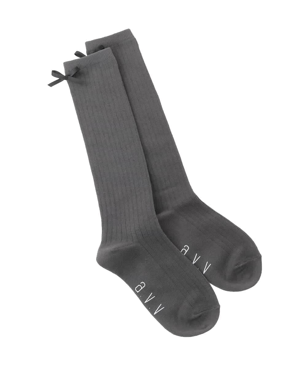 KGLGD12007 a.v.v KIDS(アー・ヴェ・ヴェ) [KIDS]バックリボンハイソックス グレー