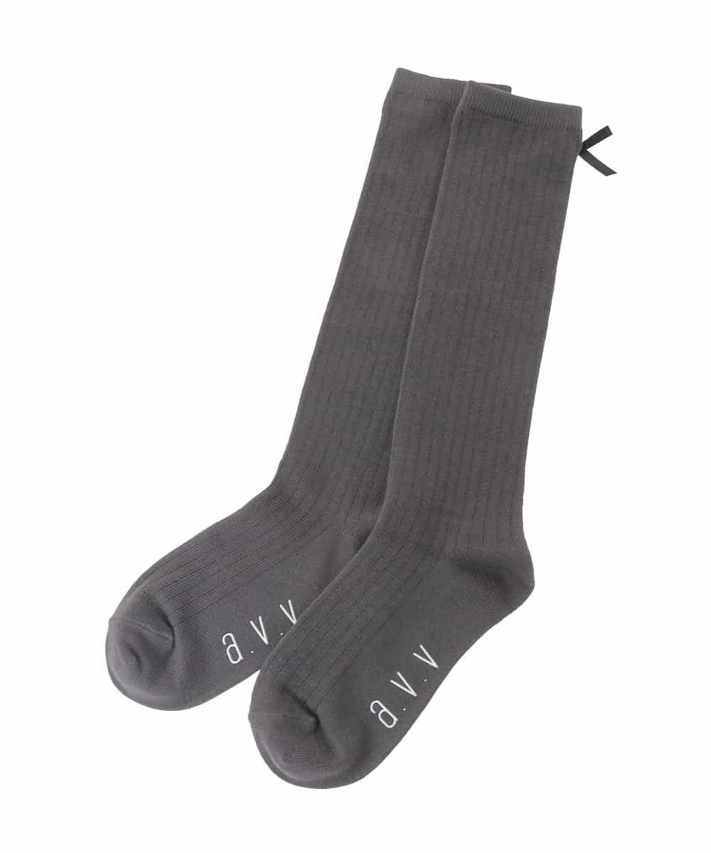 KGLGD12007 a.v.v KIDS(アー・ヴェ・ヴェ) [KIDS]バックリボンハイソックス グレー