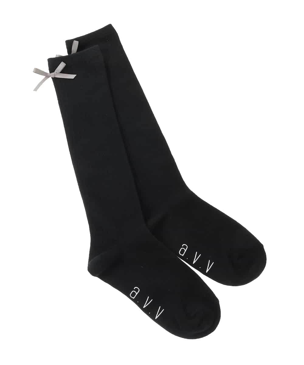 KGLGD12007 a.v.v KIDS(アー・ヴェ・ヴェ) [KIDS]バックリボンハイソックス ブラック