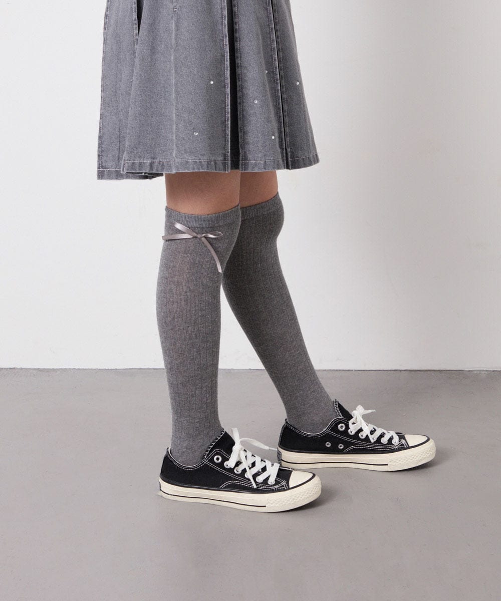 KGLGD14009 a.v.v KIDS(アー・ヴェ・ヴェ) [KIDS]サイドリボンニーハイ グレー