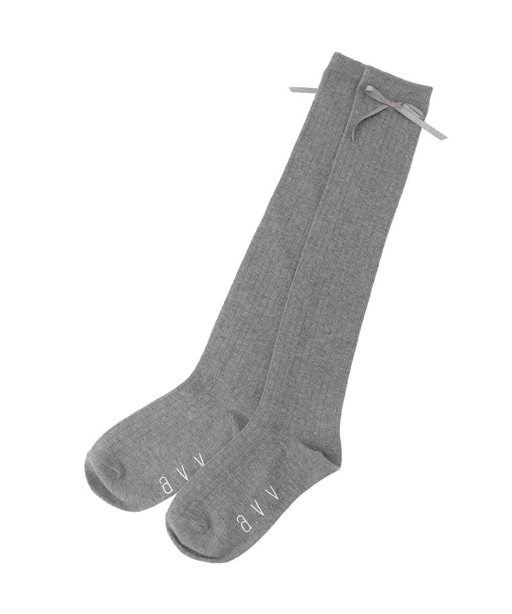 KGLGD14009 a.v.v KIDS(アー・ヴェ・ヴェ) [KIDS]サイドリボンニーハイ グレー