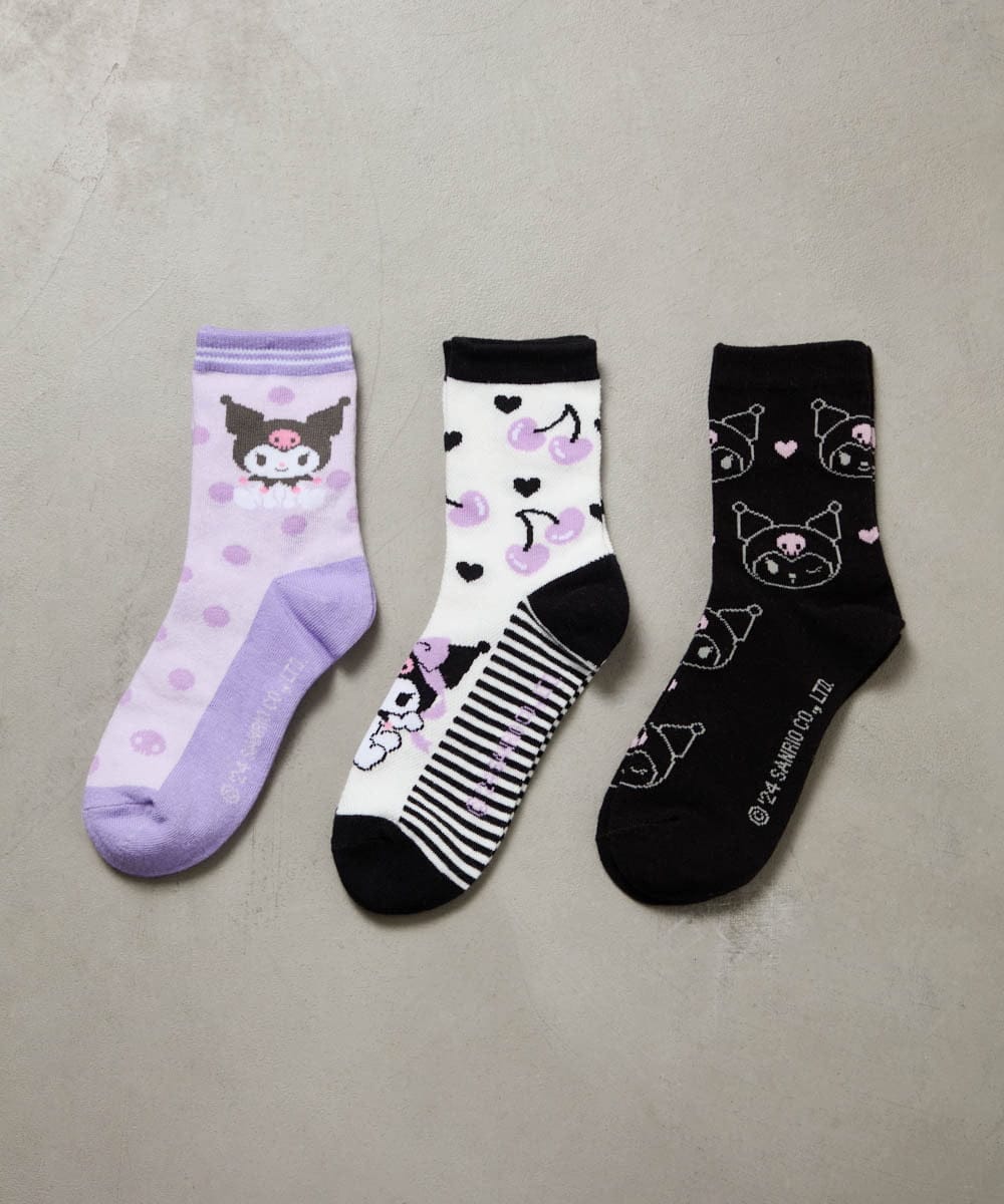 KGLJA06012 a.v.v KIDS(アー・ヴェ・ヴェ) [KIDS]【クロミ】3Pソックスセット ラベンダー