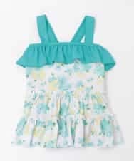 KGMGK04049 a.v.v KIDS(アー・ヴェ・ヴェ) [100-130]【2点セット】フラワープリントスイムワンピース[WEB限定サイズ] グリーン
