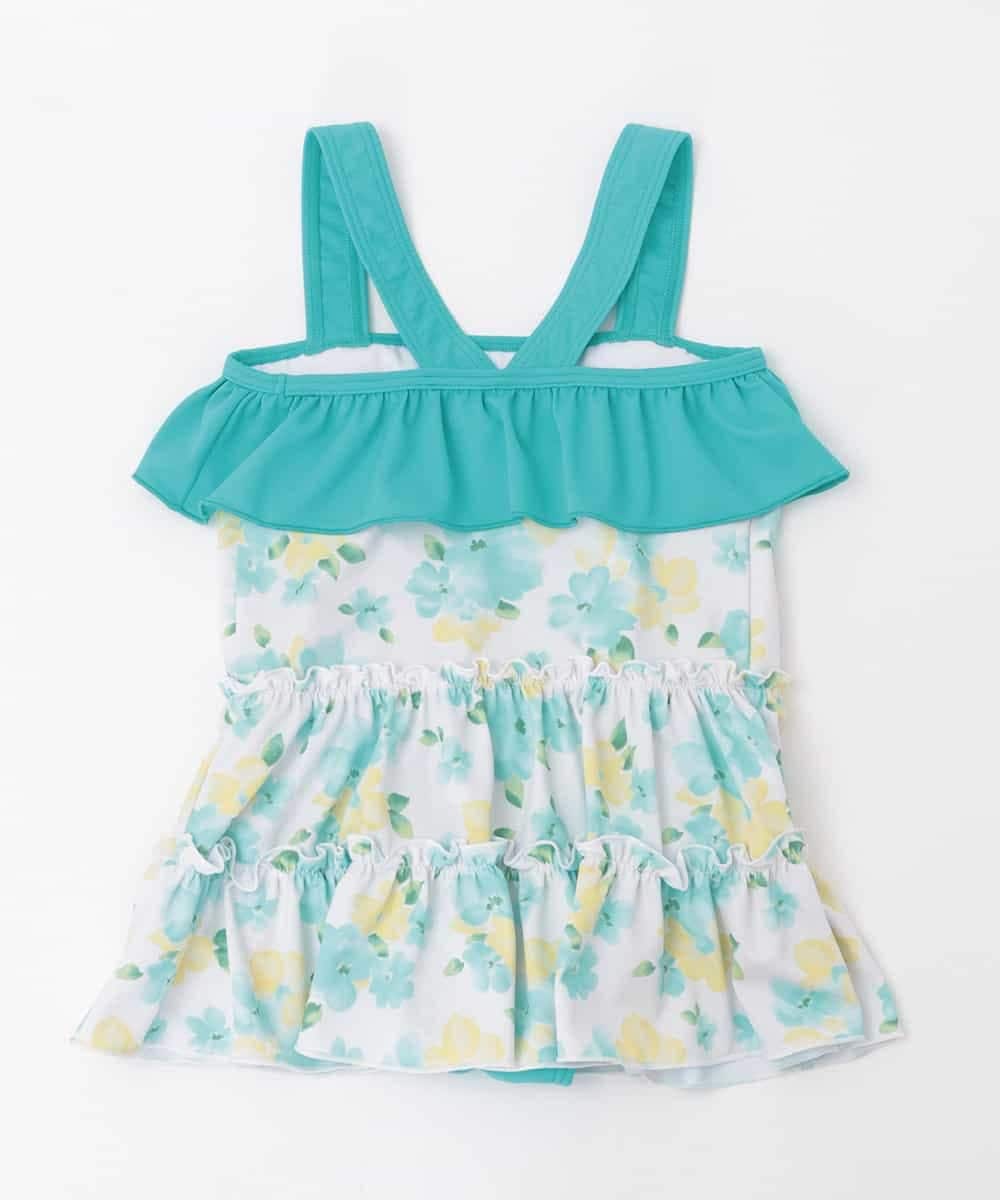 KGMGK04049 a.v.v KIDS(アー・ヴェ・ヴェ) [100-130]【2点セット】フラワープリントスイムワンピース[WEB限定サイズ] グリーン