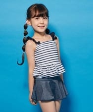 KGMGV01039 a.v.v KIDS(アー・ヴェ・ヴェ) [110-130]マリンボーダーセパレート水着 ネイビー