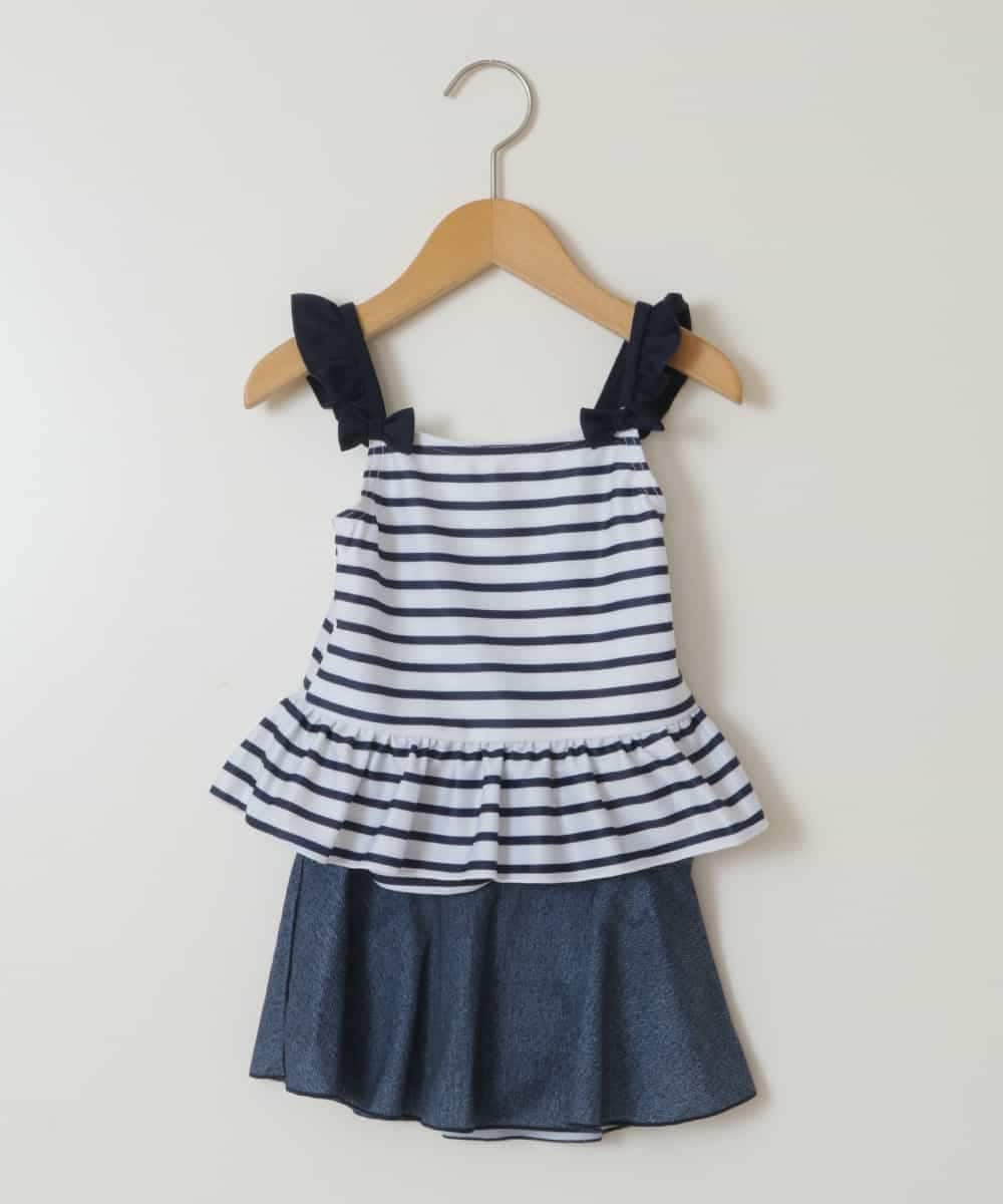 KGMGV01039 a.v.v KIDS(アー・ヴェ・ヴェ) [110-130]マリンボーダーセパレート水着 ネイビー