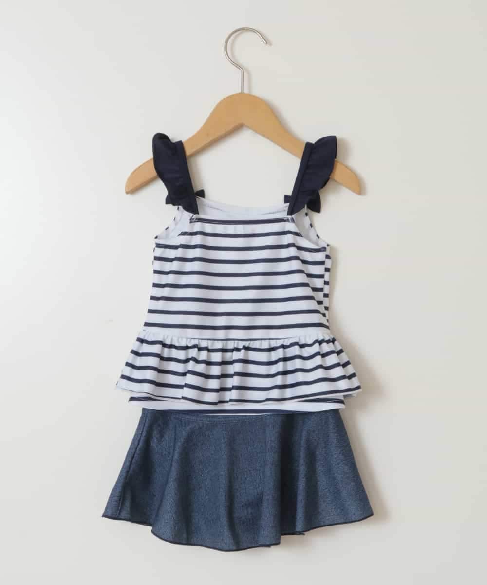 KGMGV01039 a.v.v KIDS(アー・ヴェ・ヴェ) [110-130]マリンボーダーセパレート水着 ネイビー