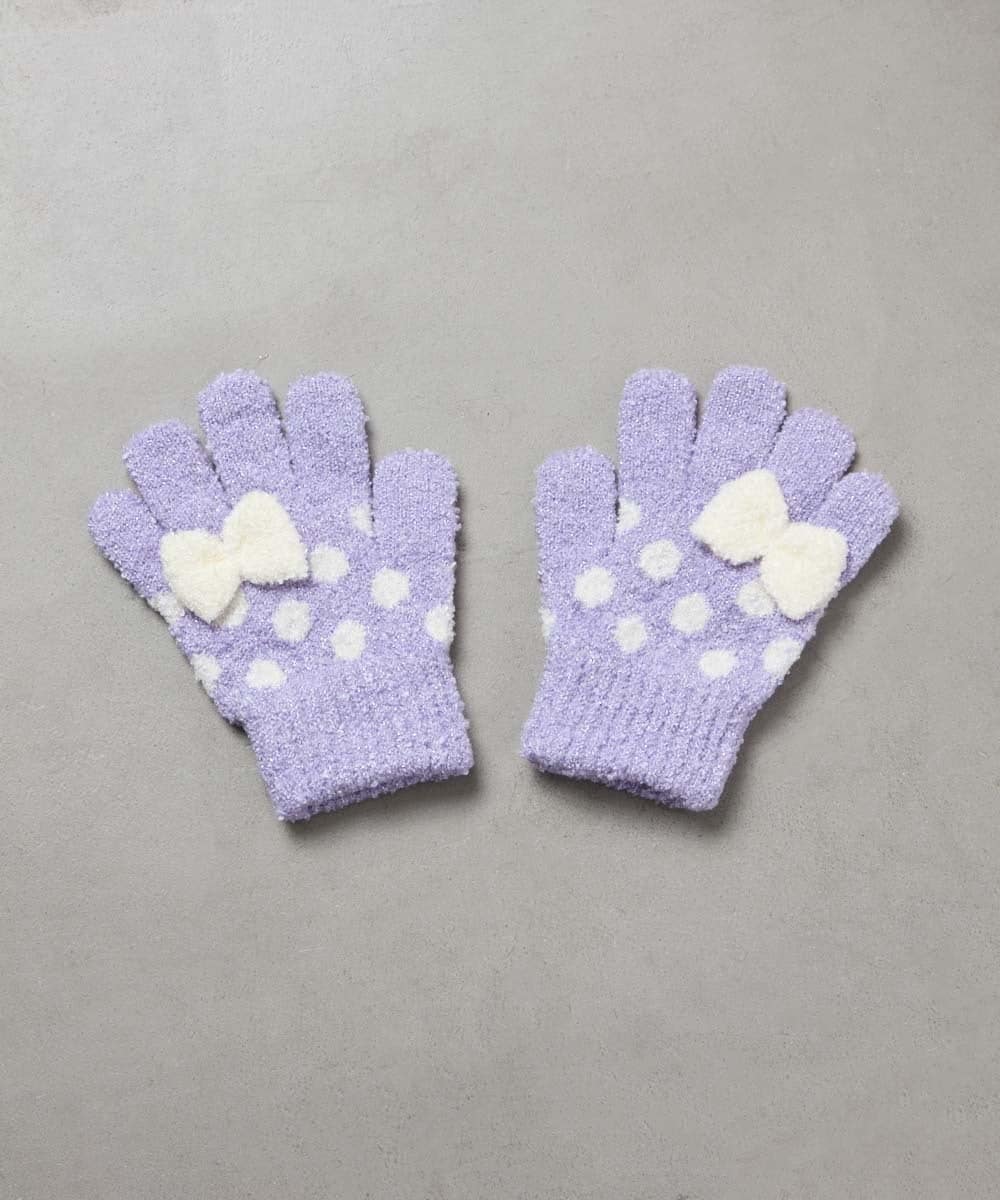KGTAD01017 a.v.v KIDS(アー・ヴェ・ヴェ) [KIDS]もちもちリボン手袋 ラベンダー