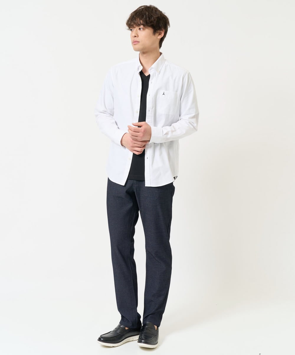 KHBEA01044 a.v.v MEN(アー・ヴェ・ヴェ) 【累計2万枚販売】エッフェル塔刺繡オックスボタンダウンシャツ ブルー