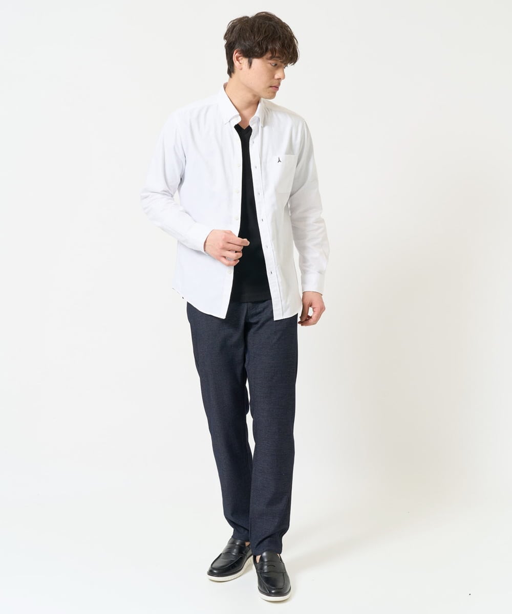 KHBEA01044 a.v.v MEN(アー・ヴェ・ヴェ) 【累計2万枚販売】エッフェル塔刺繡オックスボタンダウンシャツ ブルー