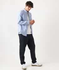KHBEA01044 a.v.v MEN(アー・ヴェ・ヴェ) 【累計2万枚販売】エッフェル塔刺繡オックスボタンダウンシャツ ブルー