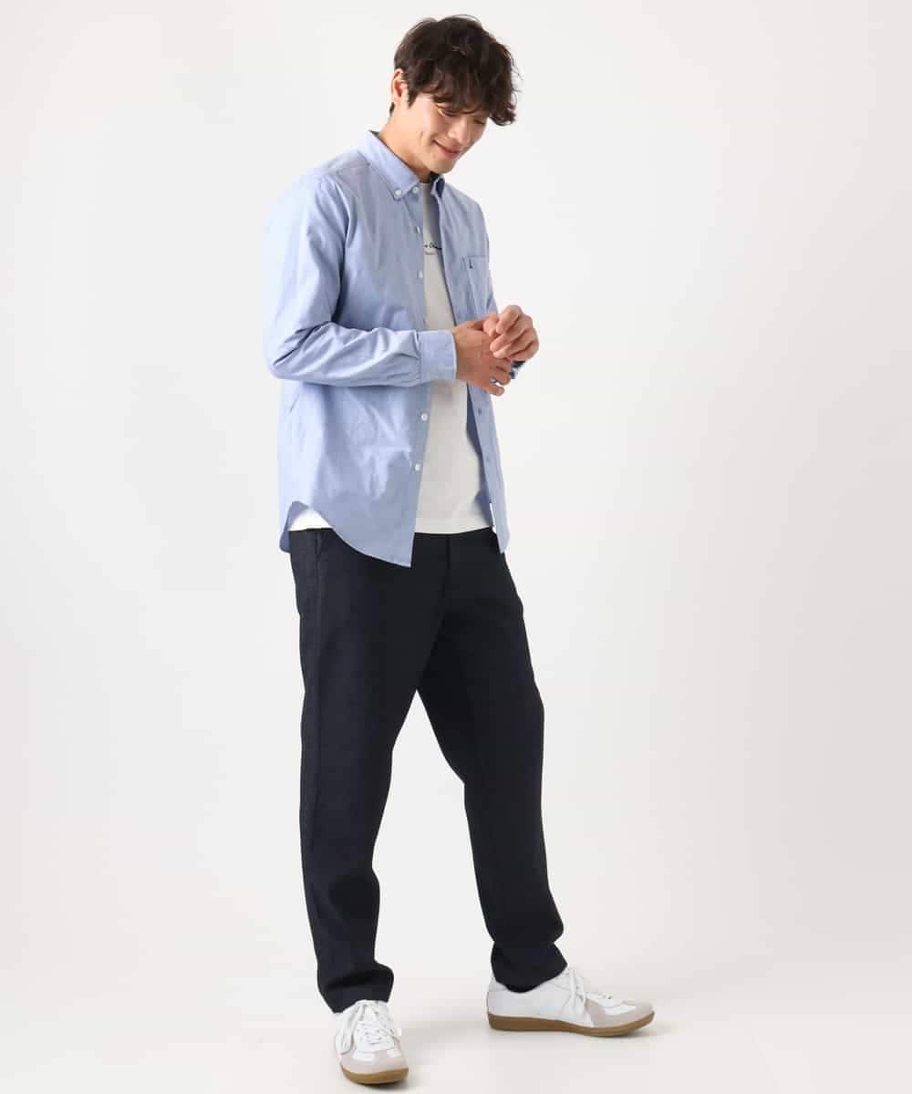 KHBEA01044 a.v.v MEN(アー・ヴェ・ヴェ) 【累計2万枚販売】エッフェル塔刺繡オックスボタンダウンシャツ ブルー