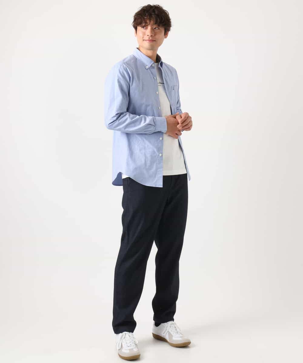 KHBEA01044 a.v.v MEN(アー・ヴェ・ヴェ) 【累計2万枚販売】エッフェル塔刺繡オックスボタンダウンシャツ ブルー