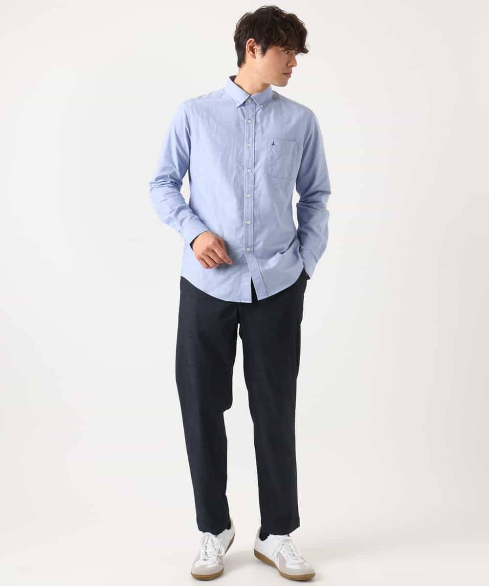 KHBEA01044 a.v.v MEN(アー・ヴェ・ヴェ) 【累計2万枚販売】エッフェル塔刺繡オックスボタンダウンシャツ ブルー