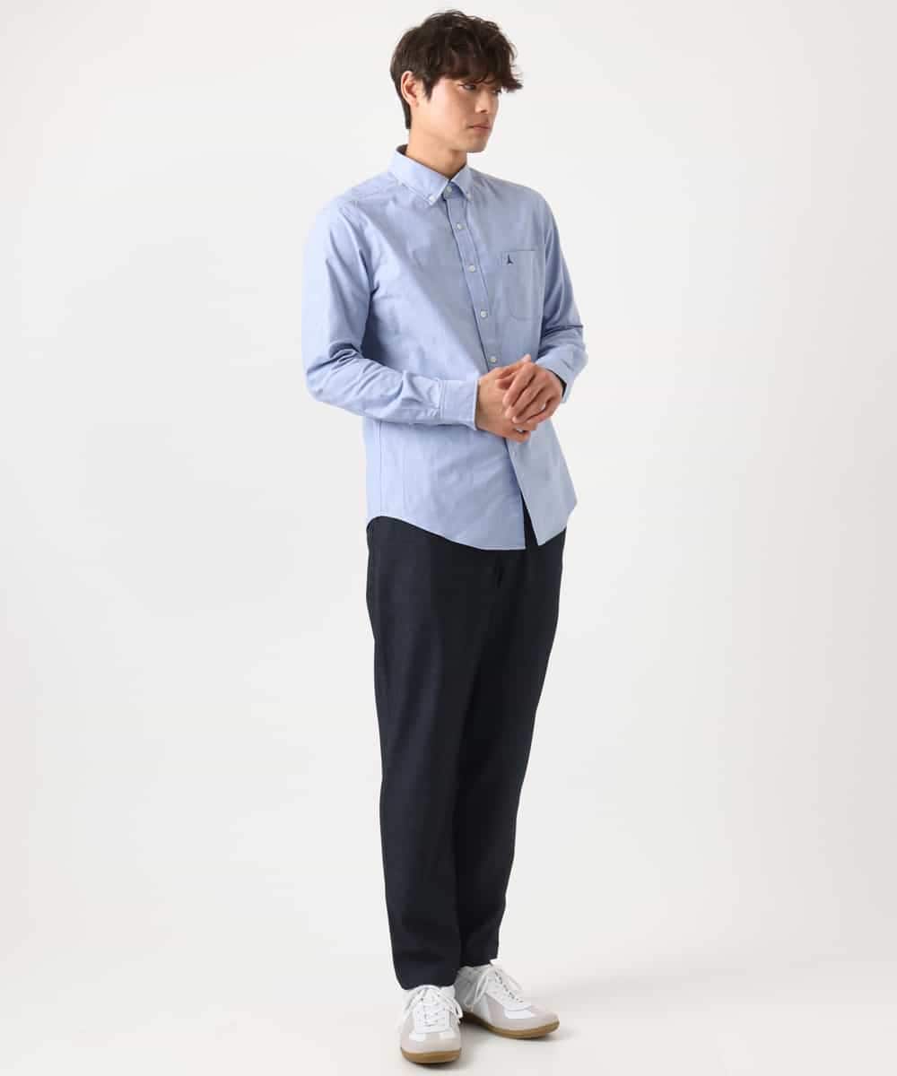 KHBEA01044 a.v.v MEN(アー・ヴェ・ヴェ) 【累計2万枚販売】エッフェル塔刺繡オックスボタンダウンシャツ ブルー