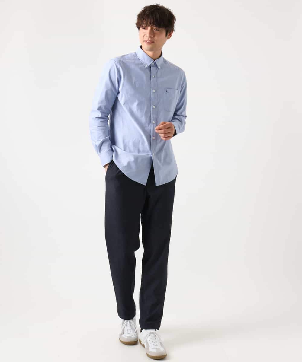 KHBEA01044 a.v.v MEN(アー・ヴェ・ヴェ) 【累計2万枚販売】エッフェル塔刺繡オックスボタンダウンシャツ ブルー