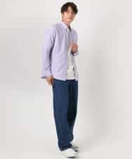 KHBEA01044 a.v.v MEN(アー・ヴェ・ヴェ) 【累計2万枚販売】エッフェル塔刺繡オックスボタンダウンシャツ ブルー