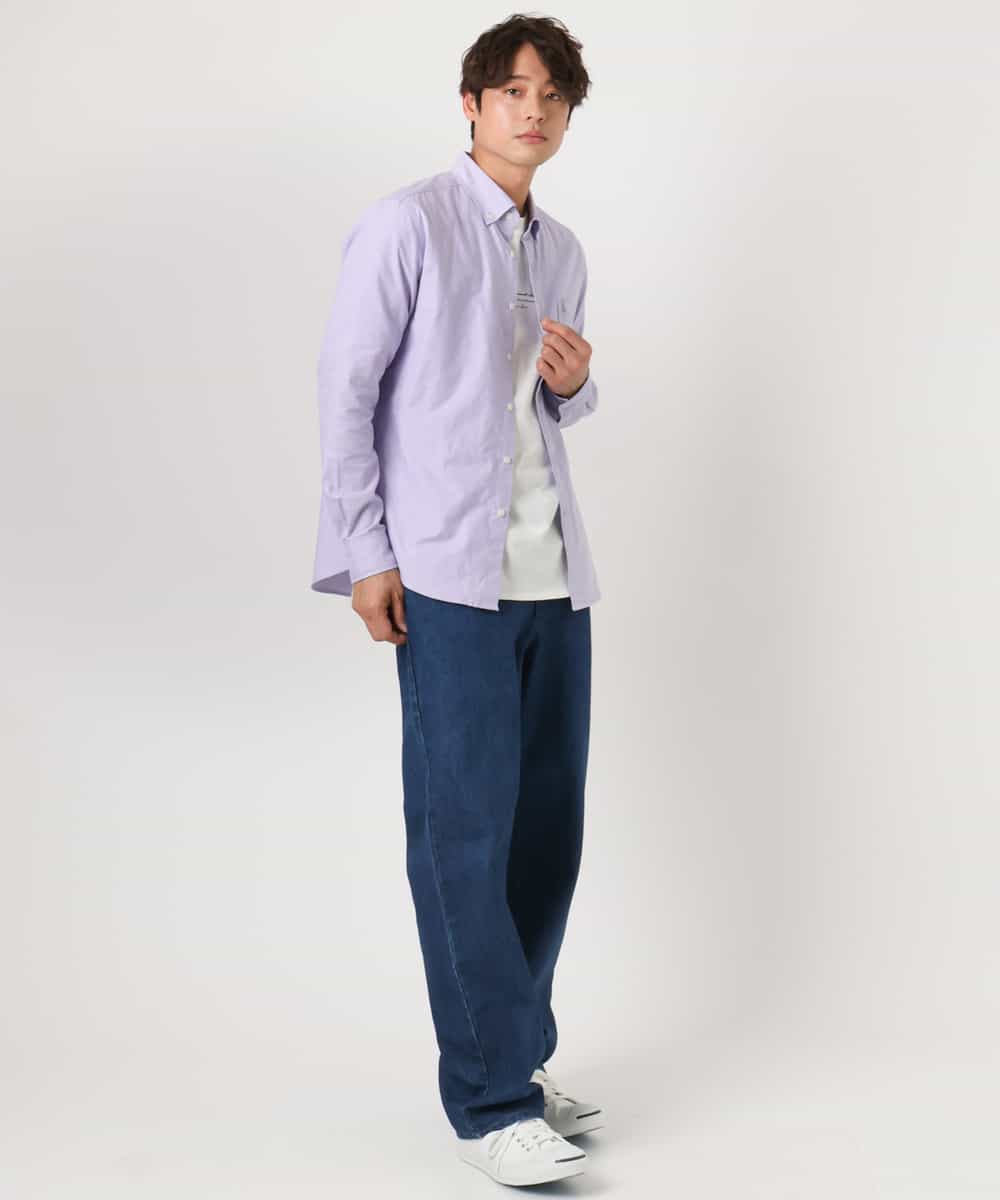 KHBEA01044 a.v.v MEN(アー・ヴェ・ヴェ) 【累計2万枚販売】エッフェル塔刺繡オックスボタンダウンシャツ ブルー