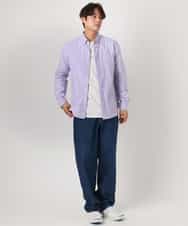 KHBEA01044 a.v.v MEN(アー・ヴェ・ヴェ) 【累計2万枚販売】エッフェル塔刺繡オックスボタンダウンシャツ ブルー