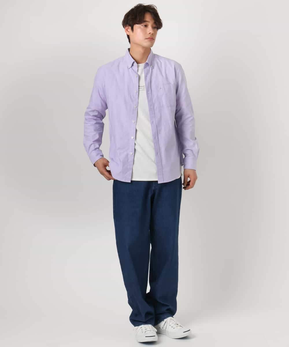 KHBEA01044 a.v.v MEN(アー・ヴェ・ヴェ) 【累計2万枚販売】エッフェル塔刺繡オックスボタンダウンシャツ ブルー