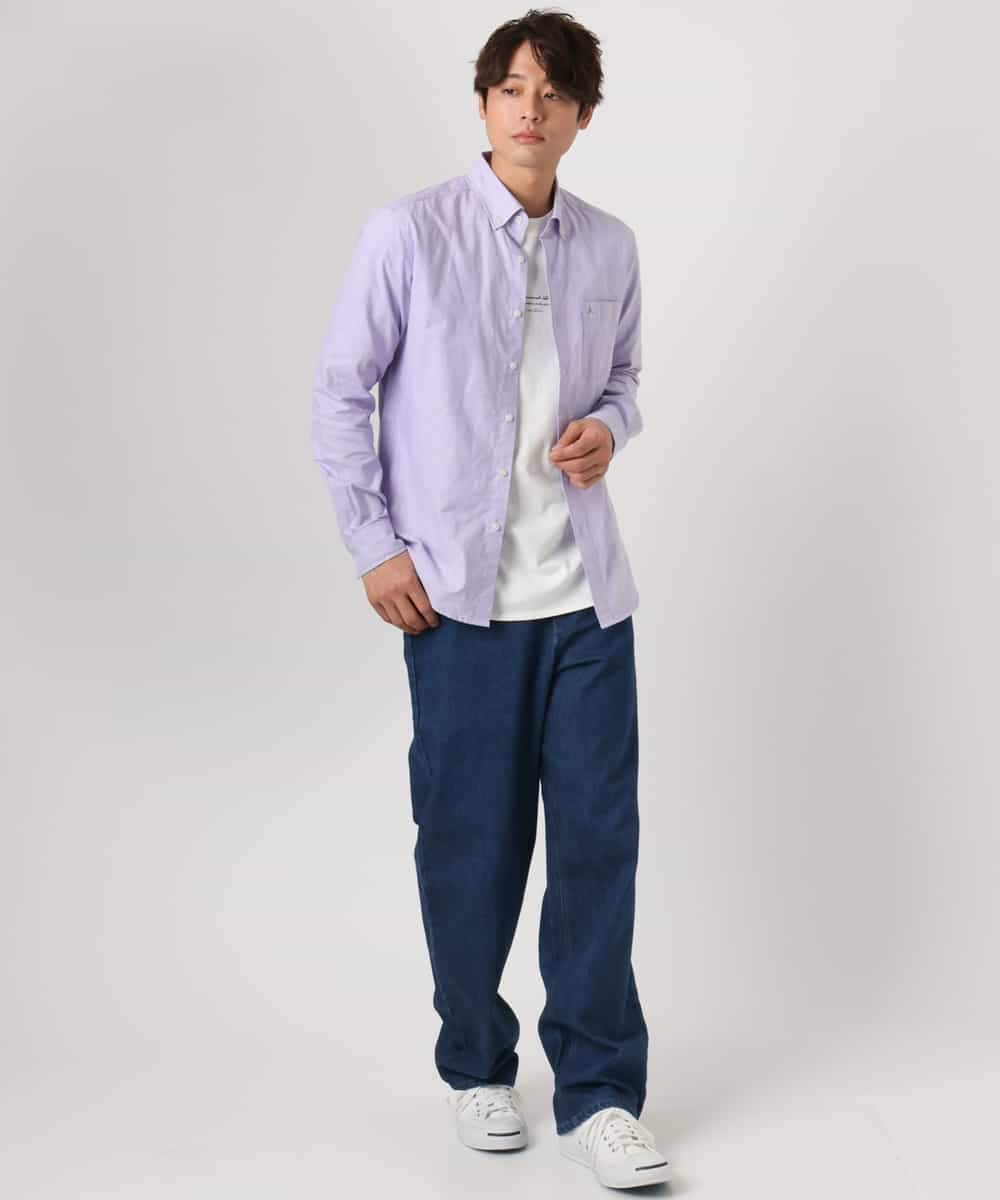 KHBEA01044 a.v.v MEN(アー・ヴェ・ヴェ) 【累計2万枚販売】エッフェル塔刺繡オックスボタンダウンシャツ ブルー