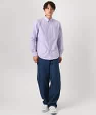 KHBEA01044 a.v.v MEN(アー・ヴェ・ヴェ) 【累計2万枚販売】エッフェル塔刺繡オックスボタンダウンシャツ ブルー