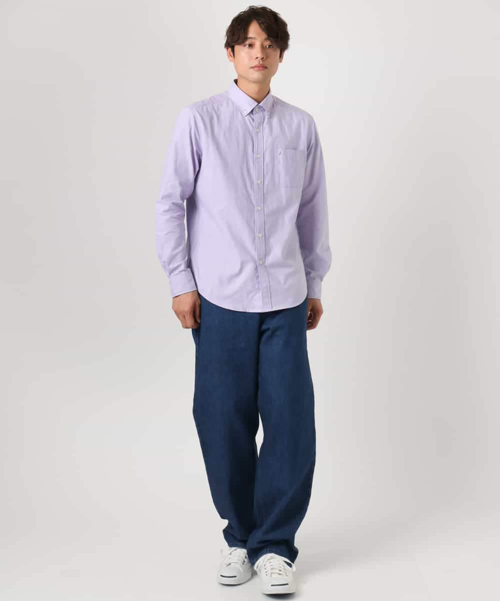KHBEA01044 a.v.v MEN(アー・ヴェ・ヴェ) 【累計2万枚販売】エッフェル塔刺繡オックスボタンダウンシャツ ブルー