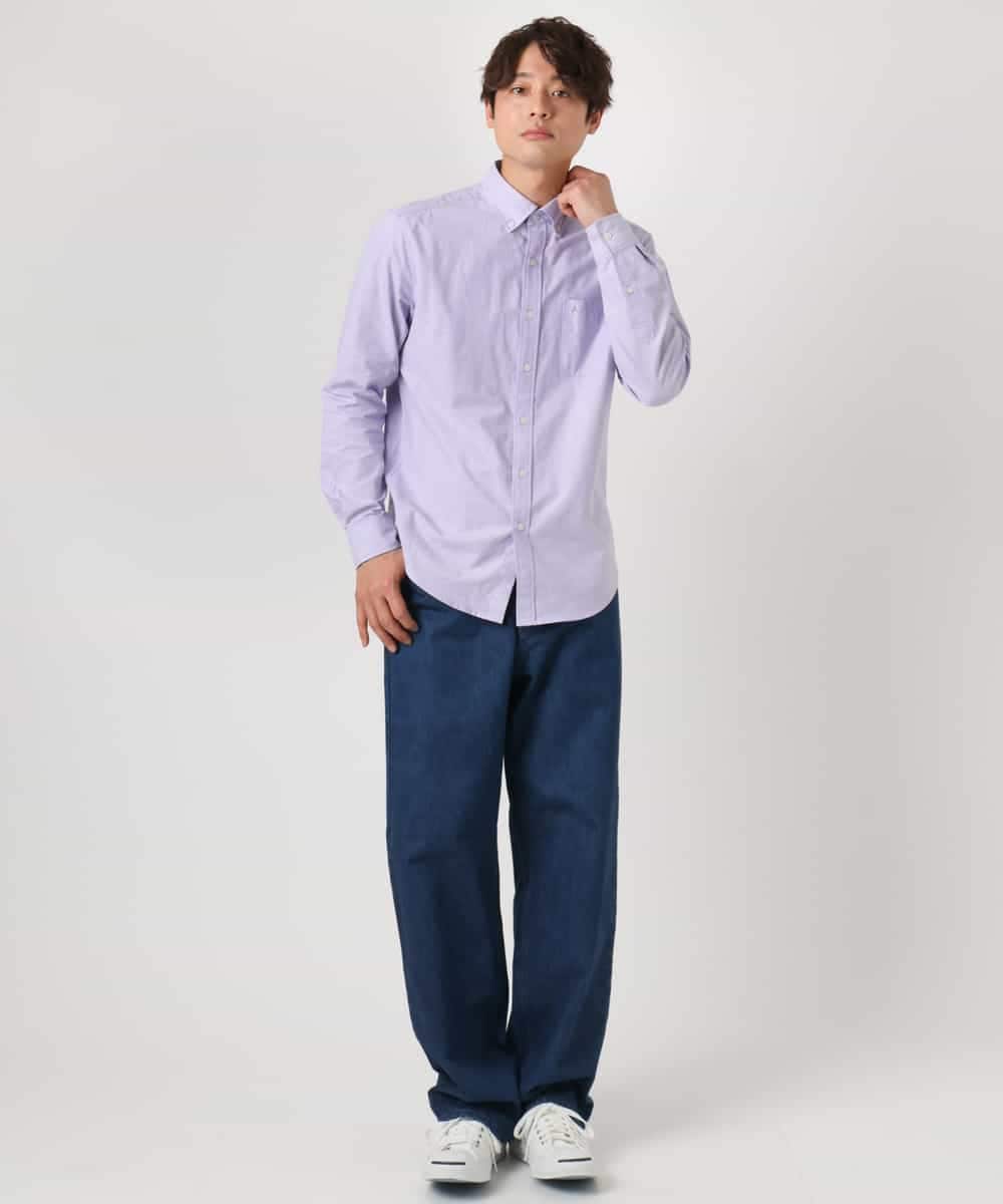 KHBEA01044 a.v.v MEN(アー・ヴェ・ヴェ) 【累計2万枚販売】エッフェル塔刺繡オックスボタンダウンシャツ ブルー