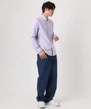 KHBEA01044 a.v.v MEN(アー・ヴェ・ヴェ) 【累計2万枚販売】エッフェル塔刺繡オックスボタンダウンシャツ ブルー