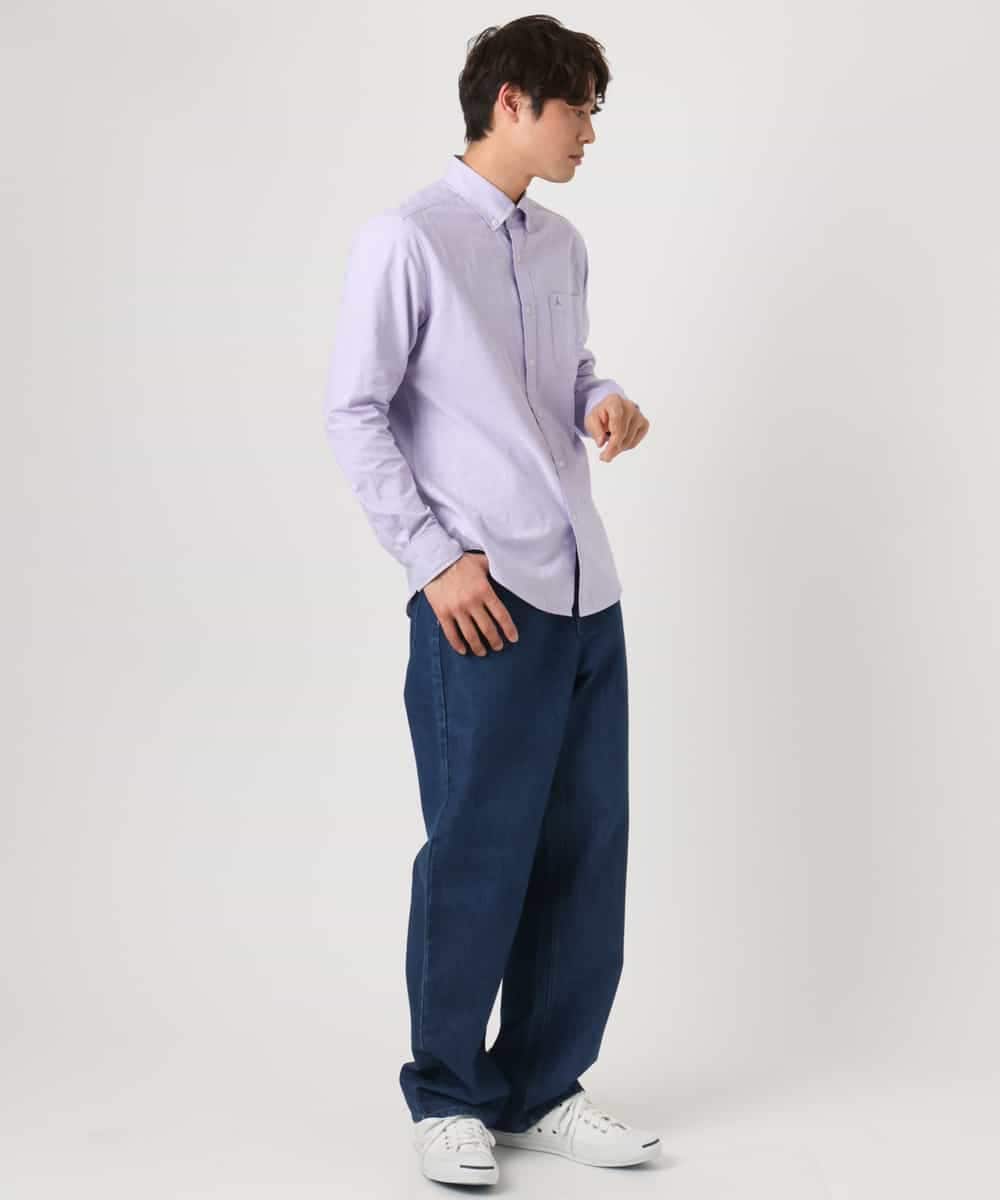 KHBEA01044 a.v.v MEN(アー・ヴェ・ヴェ) 【累計2万枚販売】エッフェル塔刺繡オックスボタンダウンシャツ ブルー