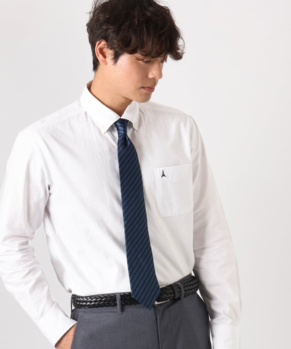 KHBEA01044 a.v.v MEN(アー・ヴェ・ヴェ) 【累計2万枚販売】エッフェル塔刺繡オックスボタンダウンシャツ ブルー