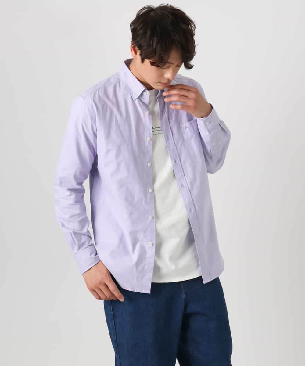 KHBEA01044 a.v.v MEN(アー・ヴェ・ヴェ) 【累計2万枚販売】エッフェル塔刺繡オックスボタンダウンシャツ ブルー