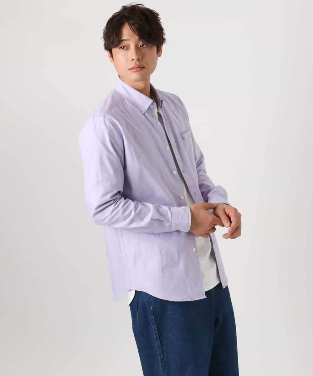KHBEA01044 a.v.v MEN(アー・ヴェ・ヴェ) 【累計2万枚販売】エッフェル塔刺繡オックスボタンダウンシャツ ブルー