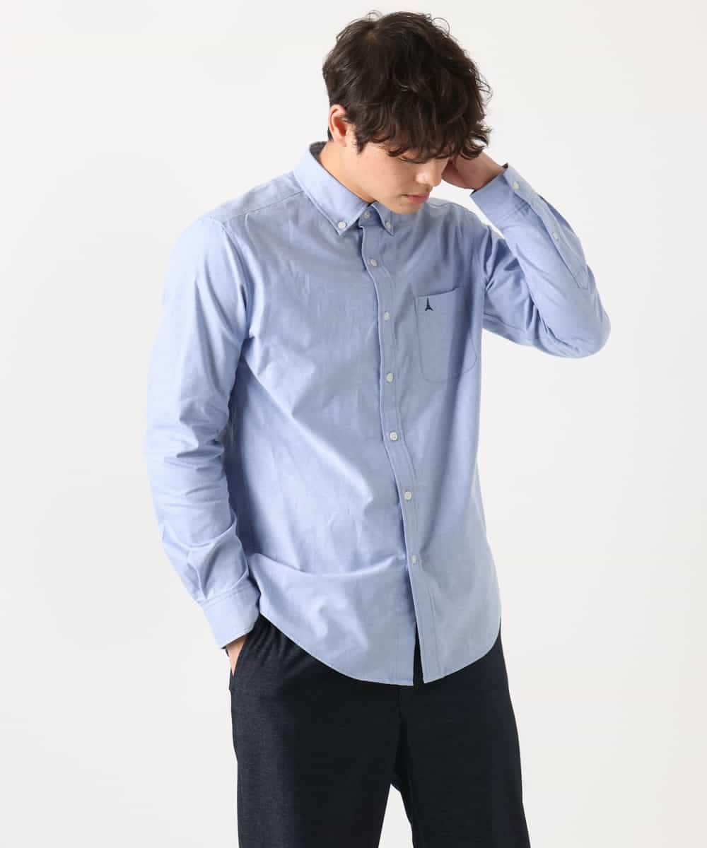 KHBEA01044 a.v.v MEN(アー・ヴェ・ヴェ) 【累計2万枚販売】エッフェル塔刺繡オックスボタンダウンシャツ ブルー