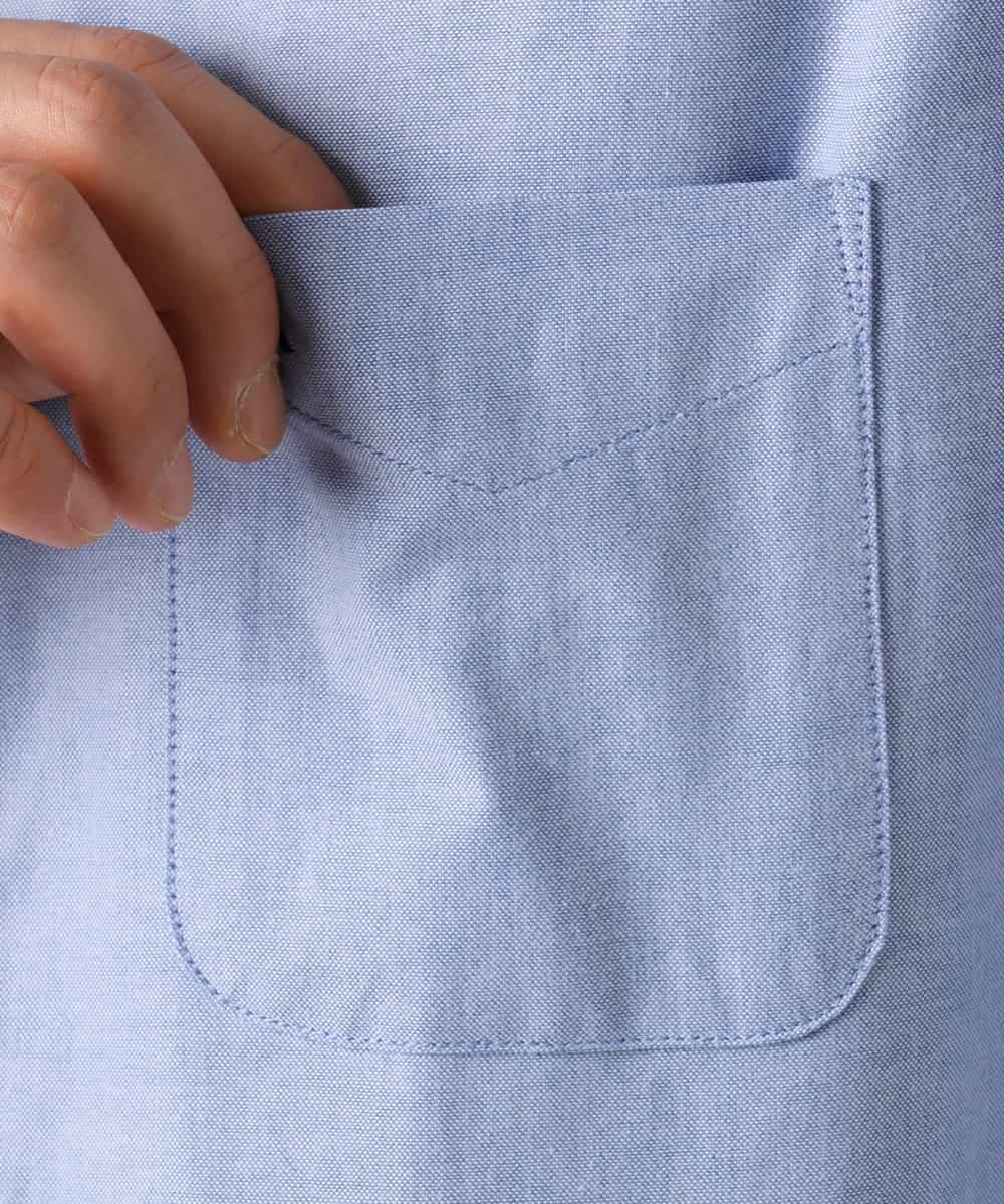 KHBEA01044 a.v.v MEN(アー・ヴェ・ヴェ) 【累計2万枚販売】エッフェル塔刺繡オックスボタンダウンシャツ ブルー