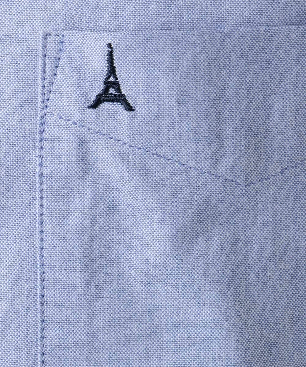 KHBEA01044 a.v.v MEN(アー・ヴェ・ヴェ) 【累計2万枚販売】エッフェル塔刺繡オックスボタンダウンシャツ ブルー