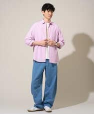 KHBED03064 a.v.v MEN(アー・ヴェ・ヴェ) 【洗濯機で洗える/毛玉になりにくい】ワイドストレッチストライプシャツ ブルー