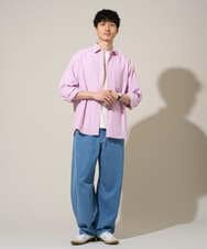 KHBED03064 a.v.v MEN(アー・ヴェ・ヴェ) 【洗濯機で洗える/毛玉になりにくい】ワイドストレッチストライプシャツ ブルー