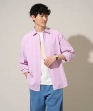 KHBED03064 a.v.v MEN(アー・ヴェ・ヴェ) 【洗濯機で洗える/毛玉になりにくい】ワイドストレッチストライプシャツ ブルー