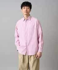 KHBED03064 a.v.v MEN(アー・ヴェ・ヴェ) 【洗濯機で洗える/毛玉になりにくい】ワイドストレッチストライプシャツ ピンク