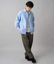 KHBED03064 a.v.v MEN(アー・ヴェ・ヴェ) 【洗濯機で洗える/毛玉になりにくい】ワイドストレッチストライプシャツ ブルー