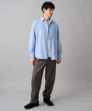 KHBED03064 a.v.v MEN(アー・ヴェ・ヴェ) 【洗濯機で洗える/毛玉になりにくい】ワイドストレッチストライプシャツ ブルー