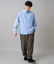 KHBED03064 a.v.v MEN(アー・ヴェ・ヴェ) 【洗濯機で洗える/毛玉になりにくい】ワイドストレッチストライプシャツ ブルー