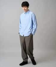 KHBED03064 a.v.v MEN(アー・ヴェ・ヴェ) 【洗濯機で洗える/毛玉になりにくい】ワイドストレッチストライプシャツ ブルー