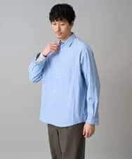 KHBED03064 a.v.v MEN(アー・ヴェ・ヴェ) 【洗濯機で洗える/毛玉になりにくい】ワイドストレッチストライプシャツ ブルー
