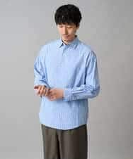 KHBED03064 a.v.v MEN(アー・ヴェ・ヴェ) 【洗濯機で洗える/毛玉になりにくい】ワイドストレッチストライプシャツ ブルー