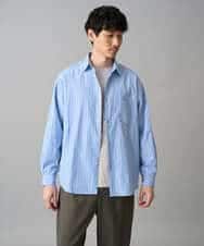 KHBED03064 a.v.v MEN(アー・ヴェ・ヴェ) 【洗濯機で洗える/毛玉になりにくい】ワイドストレッチストライプシャツ ブルー